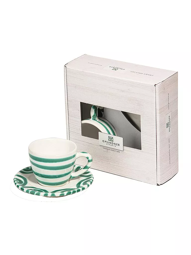 GMUNDNER KERAMIK | Tasse et soucoupe - Espresso for you Gourmet - 2 pièces "Vert Flammé" | grün