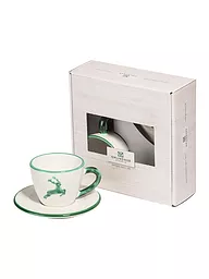 GMUNDNER KERAMIK | Tasse und Untertasse - Espresso for you Gourmet - 2-tlg "Grüner Hirsch" | Vert