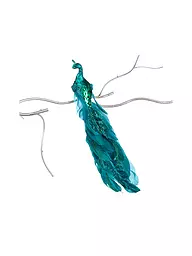 GOODWILL | Dekofigur Paon feuille sur pince 36cm bleu/vert | Pétrole