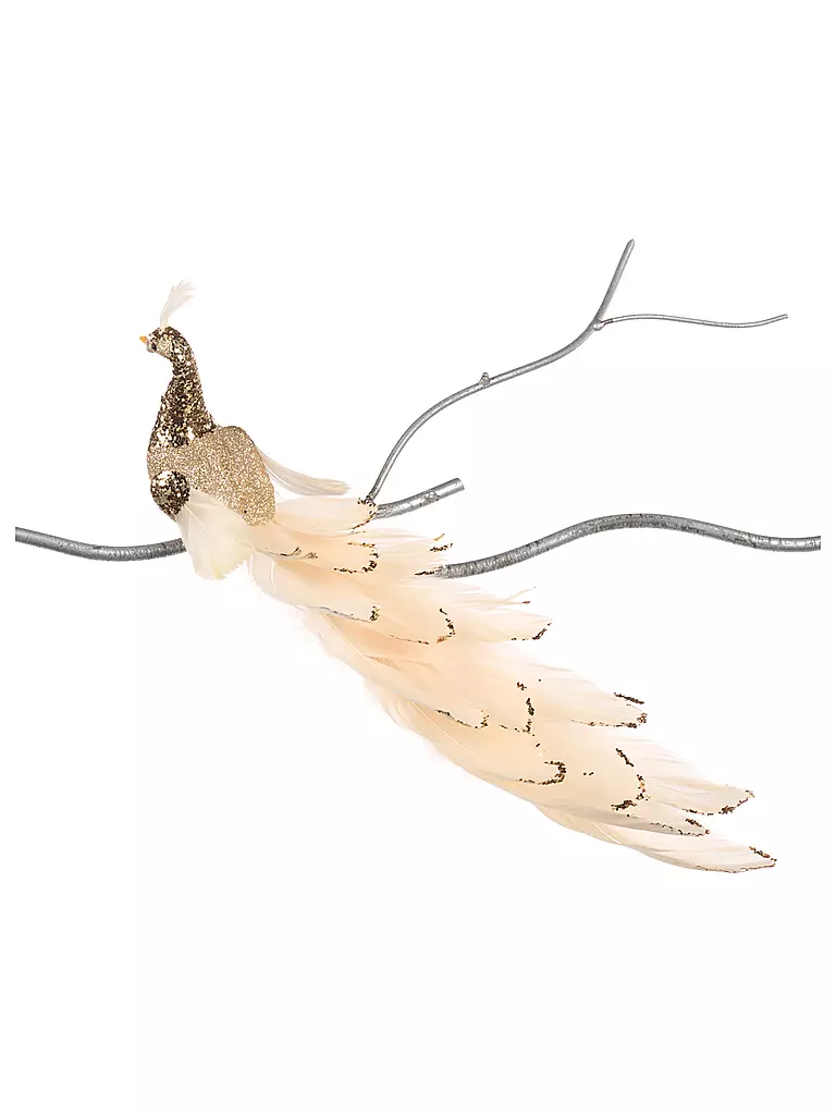 GOODWILL | Dekofigur Paon sur pince 28cm champ/crème | creme