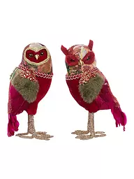 GOODWILL | Figurine décorative Banquet Chouettes 27cm rouge/rose/vert | Rouge