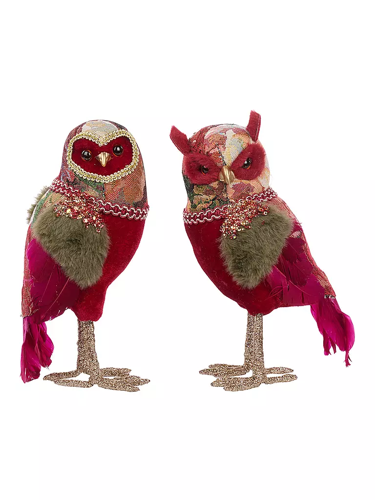 GOODWILL | Figurine décorative Banquet Chouettes 27cm rouge/rose/vert | rot