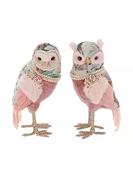 GOODWILL | Figurine décorative hiboux 27cm rose/bleu | Rose