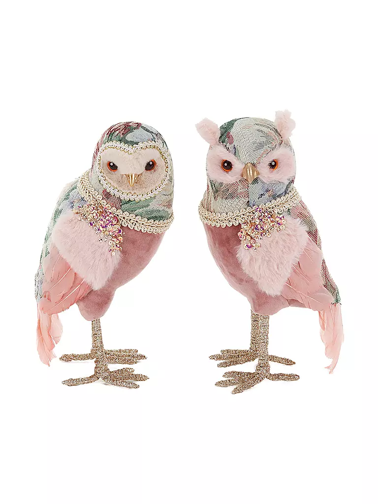 GOODWILL | Figurine décorative hiboux 27cm rose/bleu | rosa