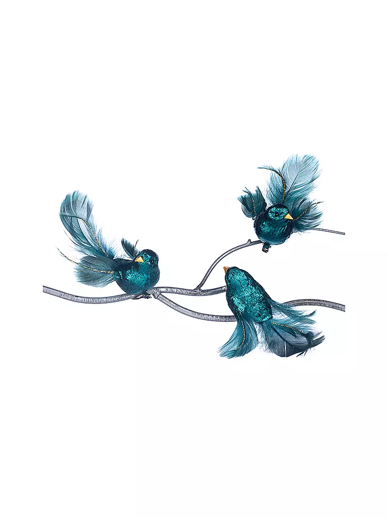 GOODWILL | Figurine décorative Oiseau sur pince 14cm bleu/vert | Pétrole