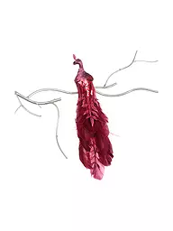 GOODWILL | Figurine décorative Paon feuille sur pince 36cm rouge | Rouge