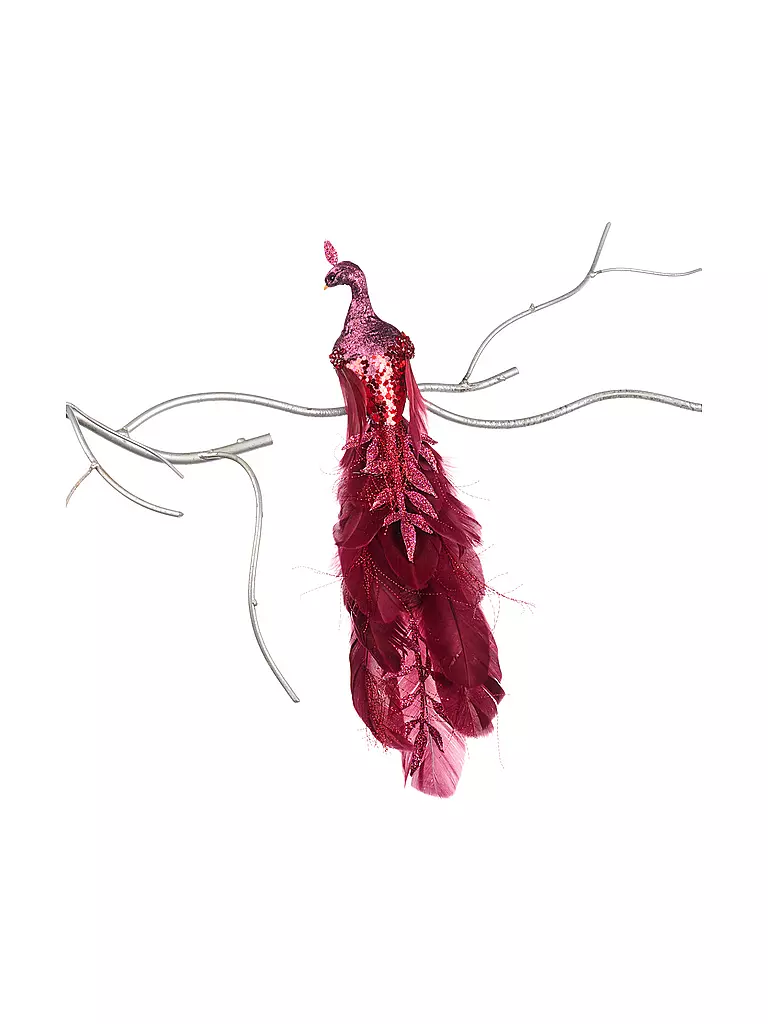 GOODWILL | Figurine décorative Paon feuille sur pince 36cm rouge | rot