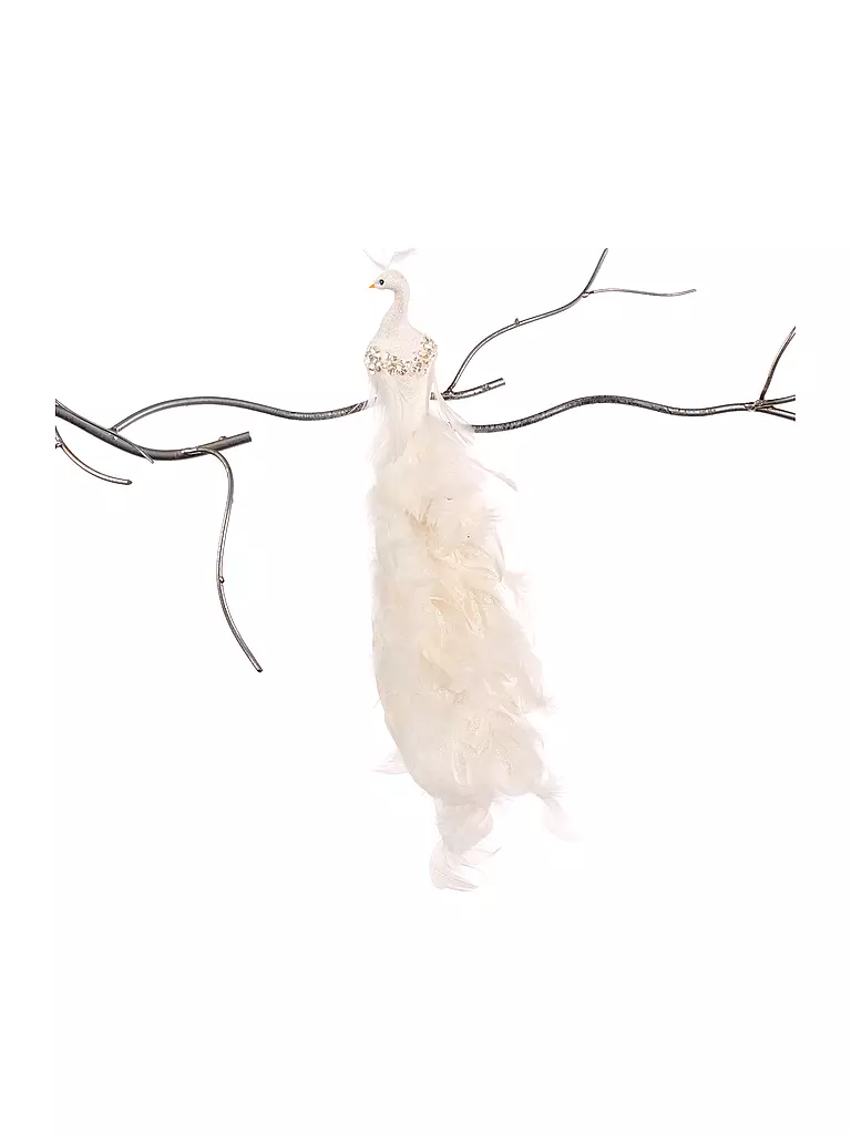 GOODWILL | Figurine décorative Paon feuille sur pince 41cm blanc | weiss