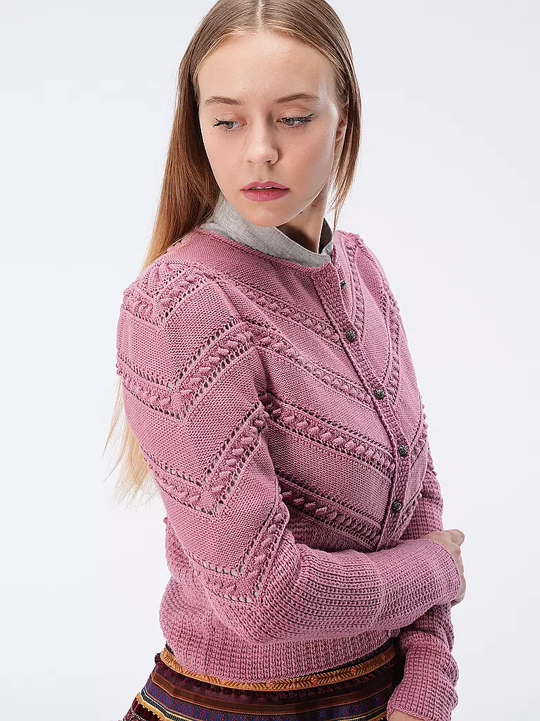 GOTTSEIDANK | Gilet traditionnel en tricot OPHELIA | Rose