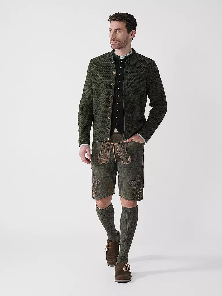 GOTTSEIDANK | Gilet traditionnel en tricot XAVER | dunkelgrün