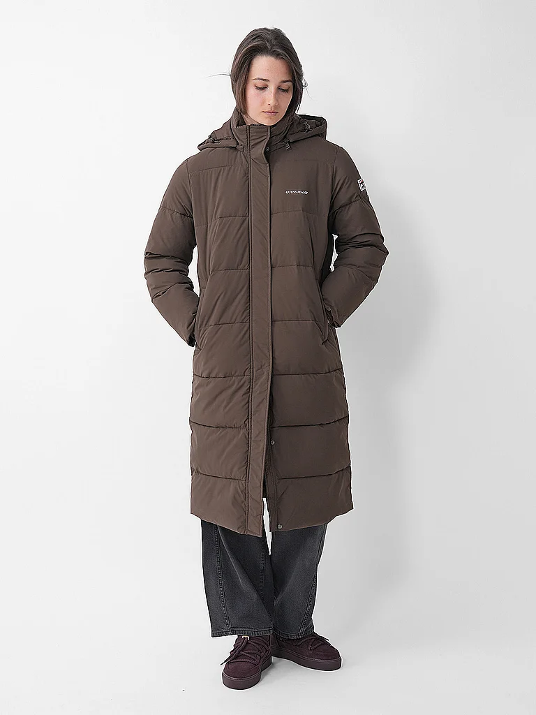 Guess Women Quilted Coat Brown L 4