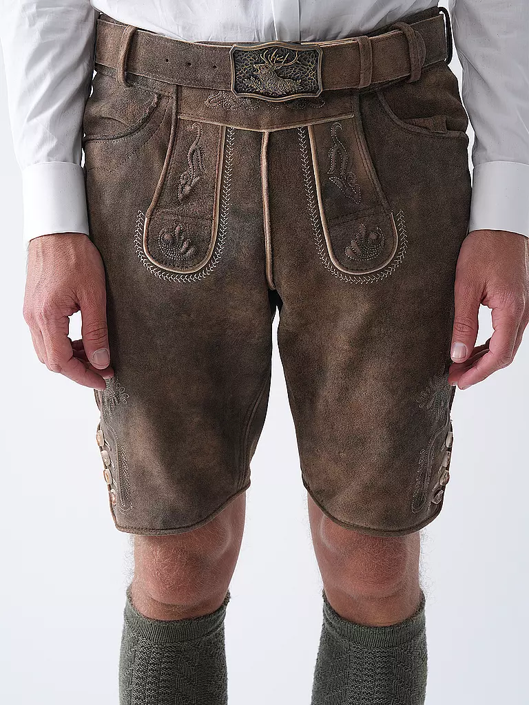 GWEIH & SILK | Lederhose ARNO | braun