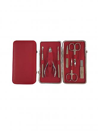 HAMMANN | Set de manucure en cuir (Rouge, 7 pièces)