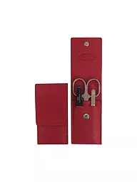 HAMMANN | Set de manucure de voyage dans un étui en cuir (rouge, 3 pièces) | Rouge