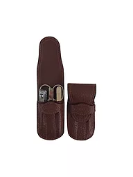 HAMMANN | Set de manucure de voyage dans un étui en cuir de cerf (Noir, 4 pièces) | Marron