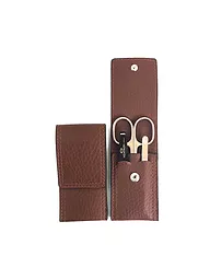 HAMMANN | Set de manucure de voyage dans un étui en cuir (rouge, 3 pièces) | Marron