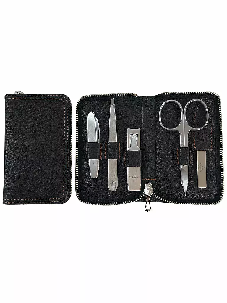 HAMMANN | Set de manucure en cuir (marron foncé, 5 pièces) | Marron