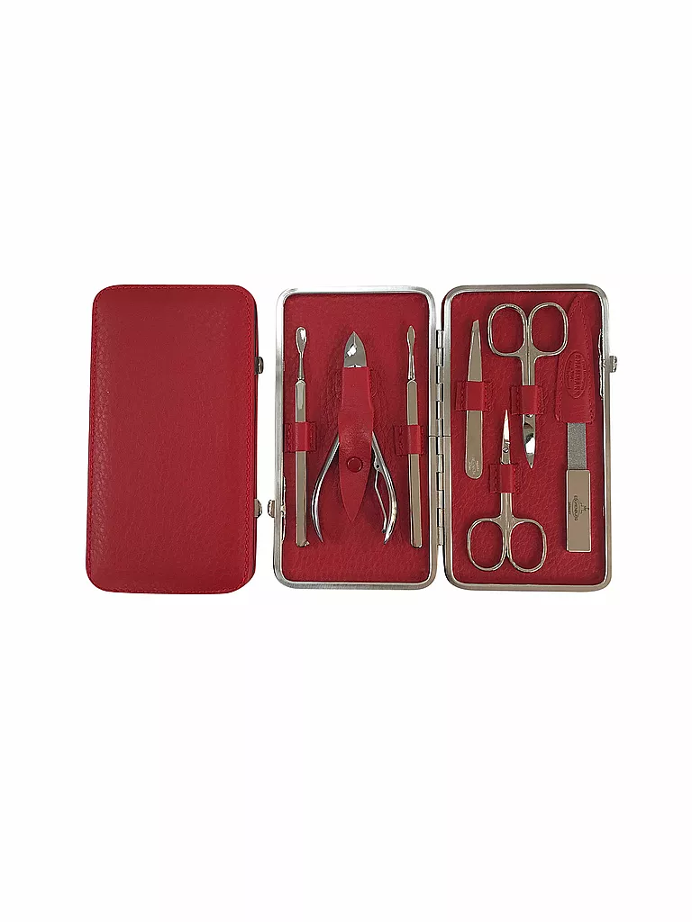 HAMMANN | Set de manucure en cuir (Rouge, 7 pièces) | rot