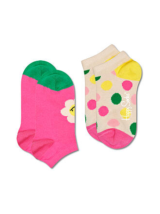 HAPPY SOCKS | Chaussettes sneaker fille, lot de 2, SMILEY DAISY rose