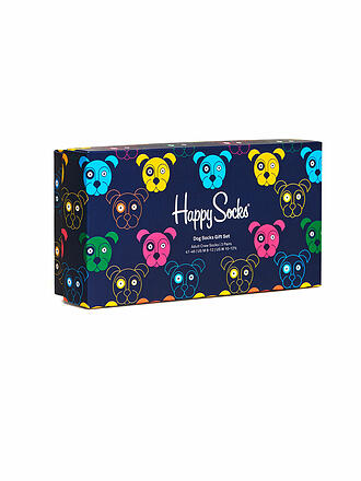 HAPPY SOCKS | Coffret cadeau chaussettes pour femmes MIXED DOGS, lot de 3, 36-40 marine