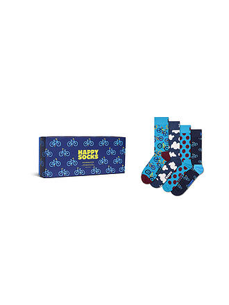 HAPPY SOCKS | Ensemble de chaussettes pour hommes BIKE SOCKS, paquet de 4, 41-46 bleu