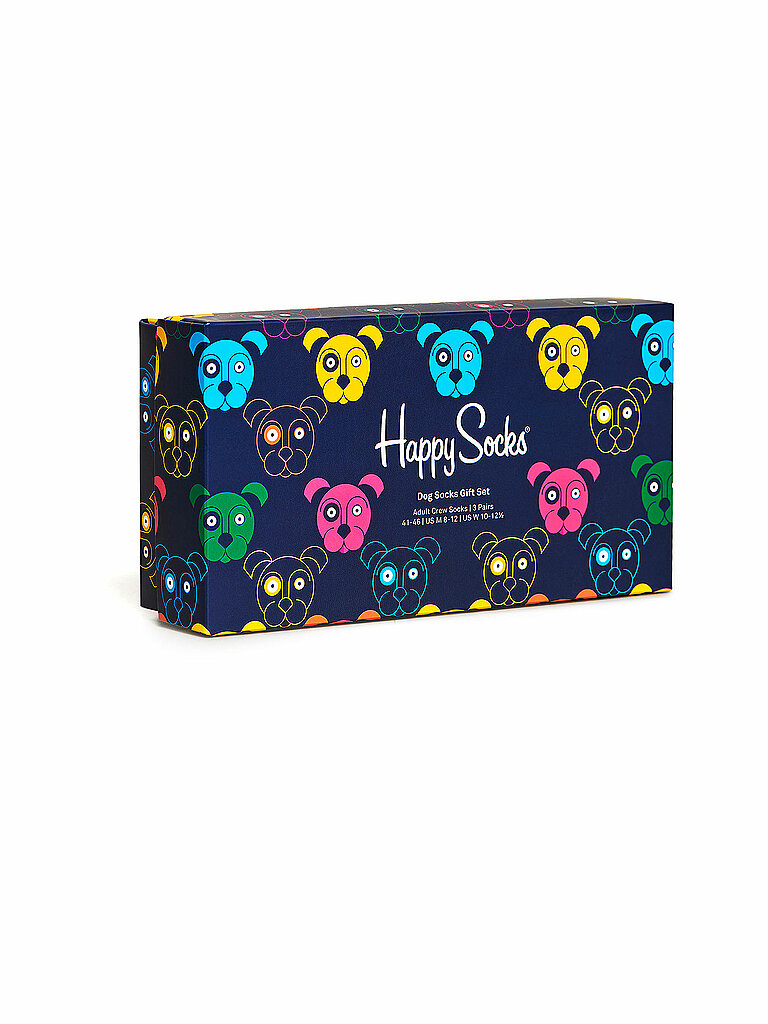 Coffret cadeau de chaussettes CHIENS ASSORTIS, lot de 3, 41-46 marine bleu marine