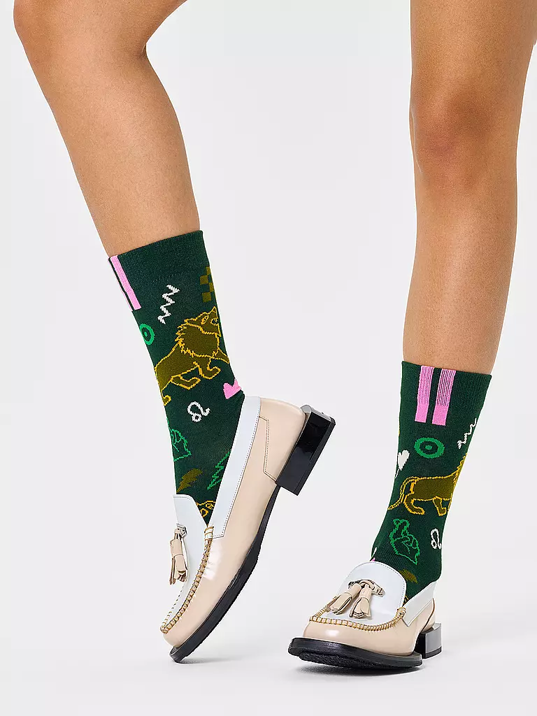 HAPPY SOCKS | Chaussettes Femme 36-40 LÖWE orange | dunkelgrün
