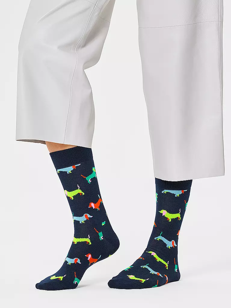 HAPPY SOCKS | Chaussettes Femme 36-40 PUPPY LOVE navy | dunkelblau