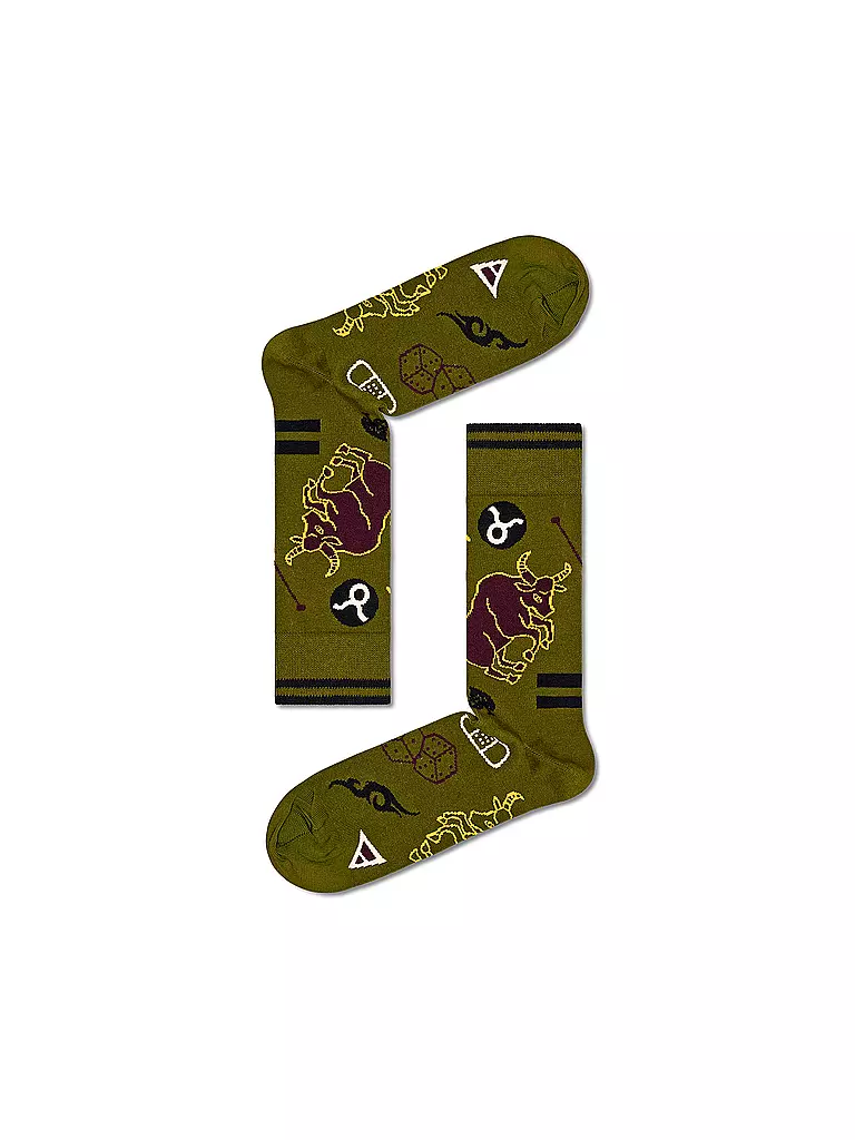 HAPPY SOCKS | Chaussettes Femme 36-40 TAUREAU vert foncé | olive