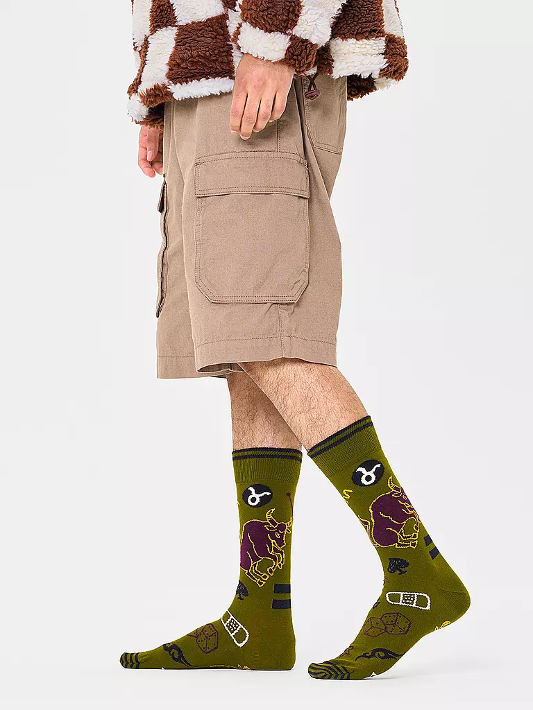 HAPPY SOCKS | Chaussettes Femme 36-40 TAUREAU vert foncé | olive