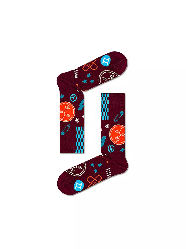 HAPPY SOCKS | Chaussettes femme 36-40 ZWILLING rouge foncé | dunkelrot
