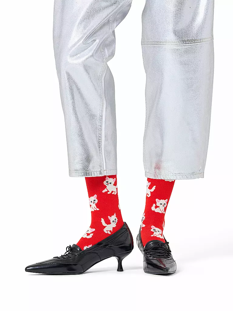 HAPPY SOCKS | Chaussettes Femme KITTEN 36-40 rouge | Rouge