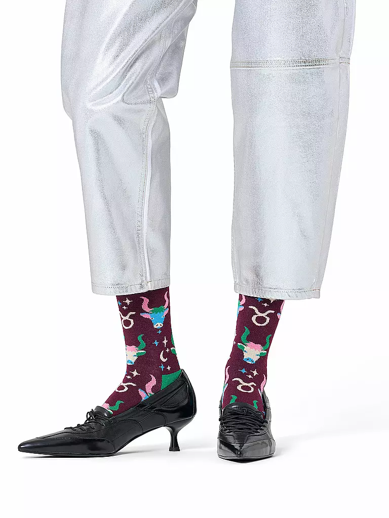 HAPPY SOCKS | Chaussettes Femme TAUREAU 36-40 rouge foncé | Rouge foncé