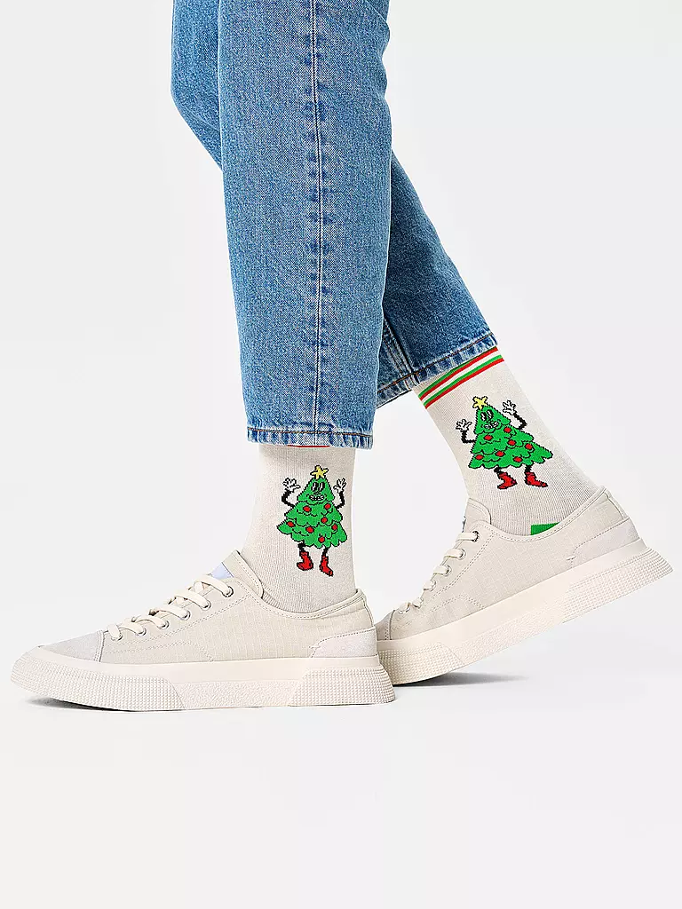 HAPPY SOCKS | Chaussettes homme HAPPY TREE taille 41 - 46 white | Crème