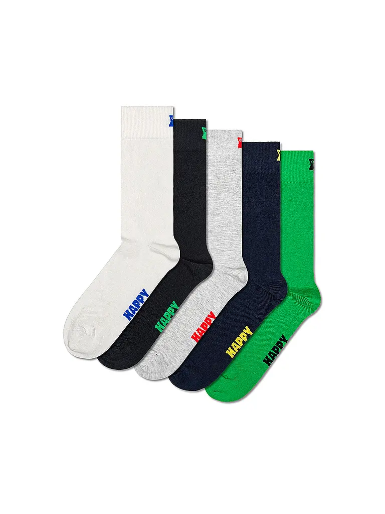 HAPPY SOCKS | Chaussettes homme lot de 5 SOLID 41-46 white | Blanc