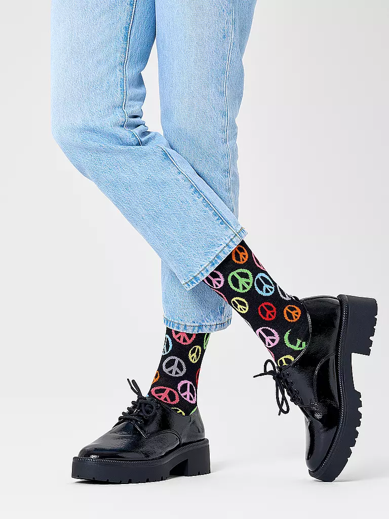 HAPPY SOCKS | Chaussettes PEACE pour femmes 36-40 noir | schwarz