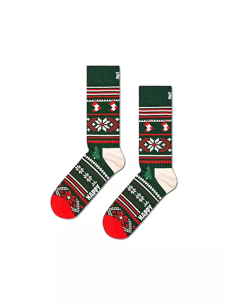HAPPY SOCKS | Chaussettes pour homme PULL DE NOËL Taille 41 - 46 vert foncé | Vert foncé
