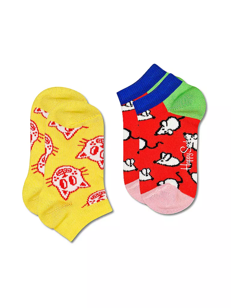 HAPPY SOCKS | Chaussettes Sneaker Enfant Pqt de 2 CAT & MOUSE jaune | Jaune