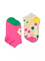 HAPPY SOCKS | Chaussettes sneaker fille, lot de 2, SMILEY DAISY rose | Rose vif
