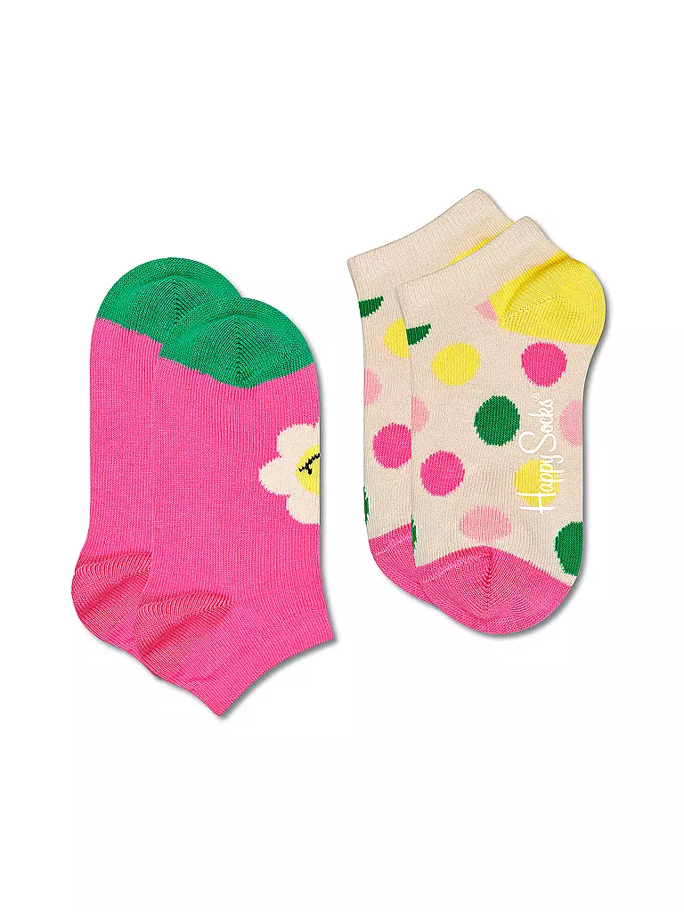 HAPPY SOCKS | Chaussettes sneaker fille, lot de 2, SMILEY DAISY rose | pink