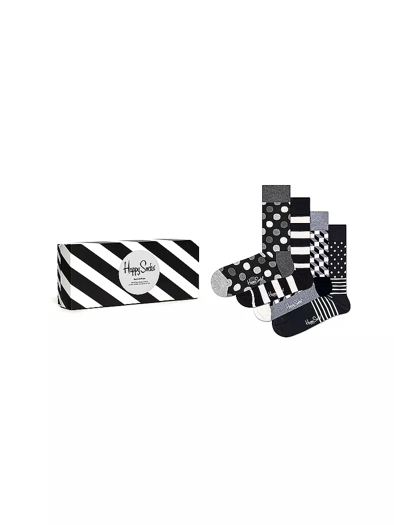HAPPY SOCKS | Coffret cadeau de chaussettes pour homme NOIR & BLANC, paquet de 4, tailles 41-46 noir | 