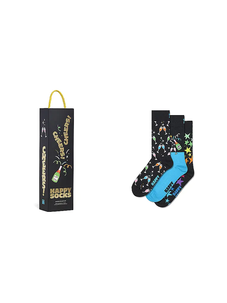 HAPPY SOCKS | Coffret cadeau de chaussettes pour hommes CELEBRATIONS SOCKS Lot de 3 41-46 noir | Noir