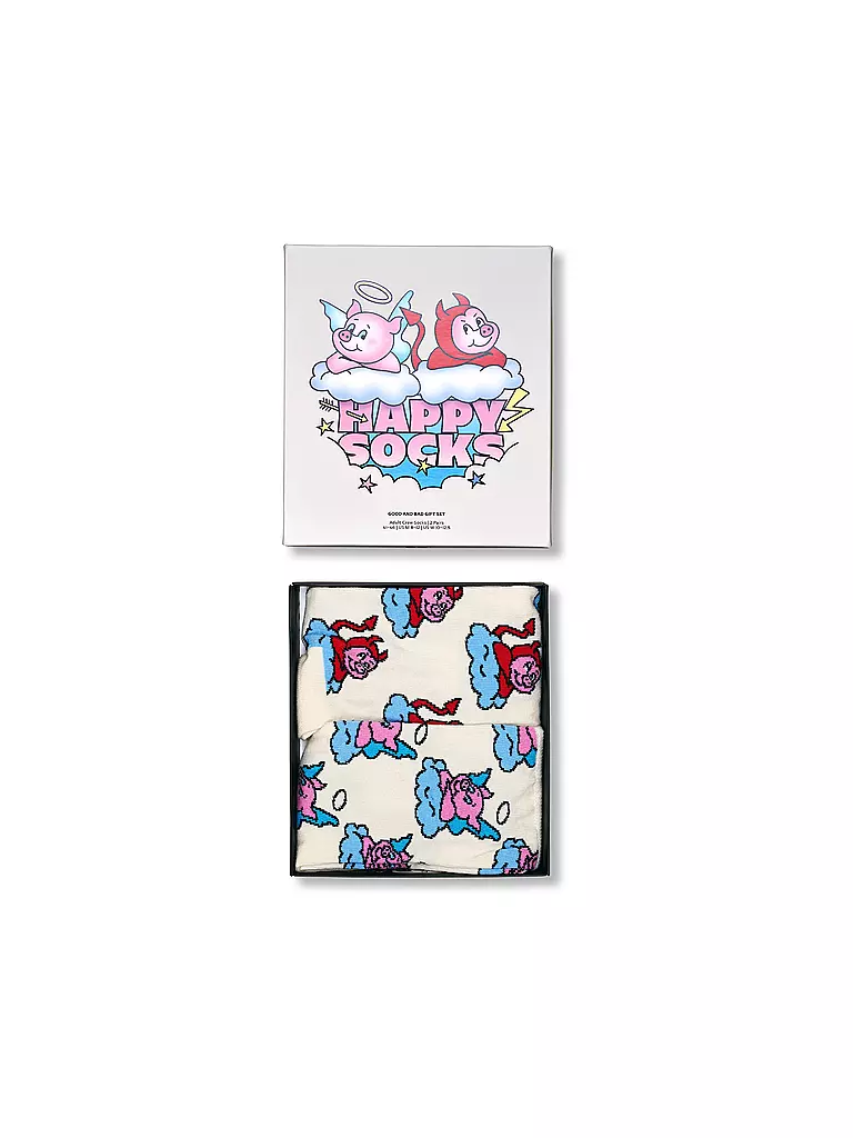 HAPPY SOCKS | Coffret cadeau homme 2 paires GOOD BAD PIG 41-46 white | Crème