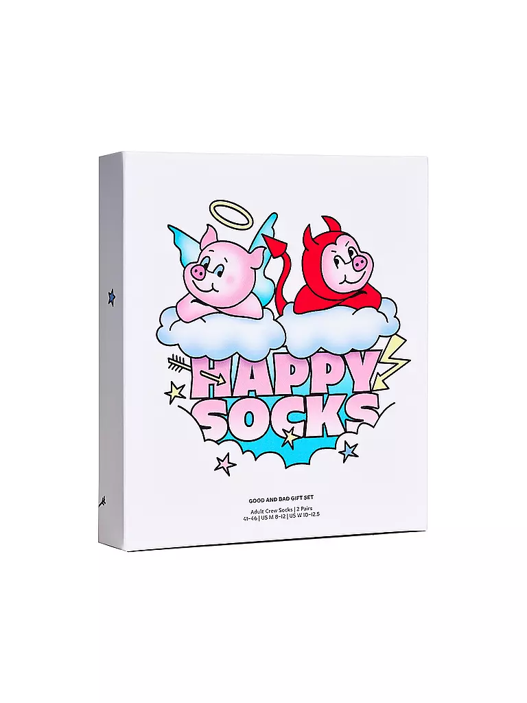 HAPPY SOCKS | Coffret cadeau homme 2 paires GOOD BAD PIG 41-46 white | Crème