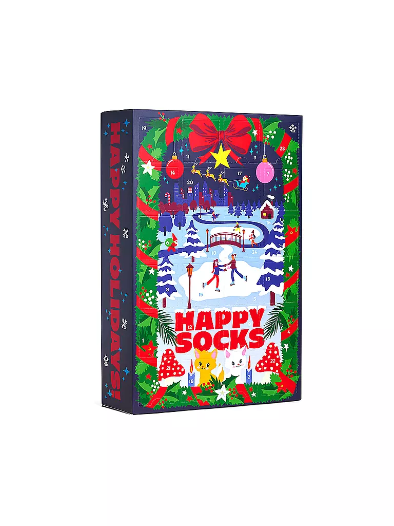 HAPPY SOCKS | Coffret cadeau homme 24 pièces CALENDRIER DE L'AVENT 41-46 marine | Bleu foncé