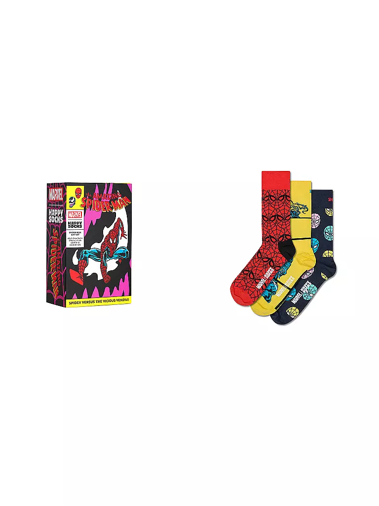 HAPPY SOCKS | Coffret cadeau homme 3 paires SPIDER MAN 41-46 violet | Multicolore