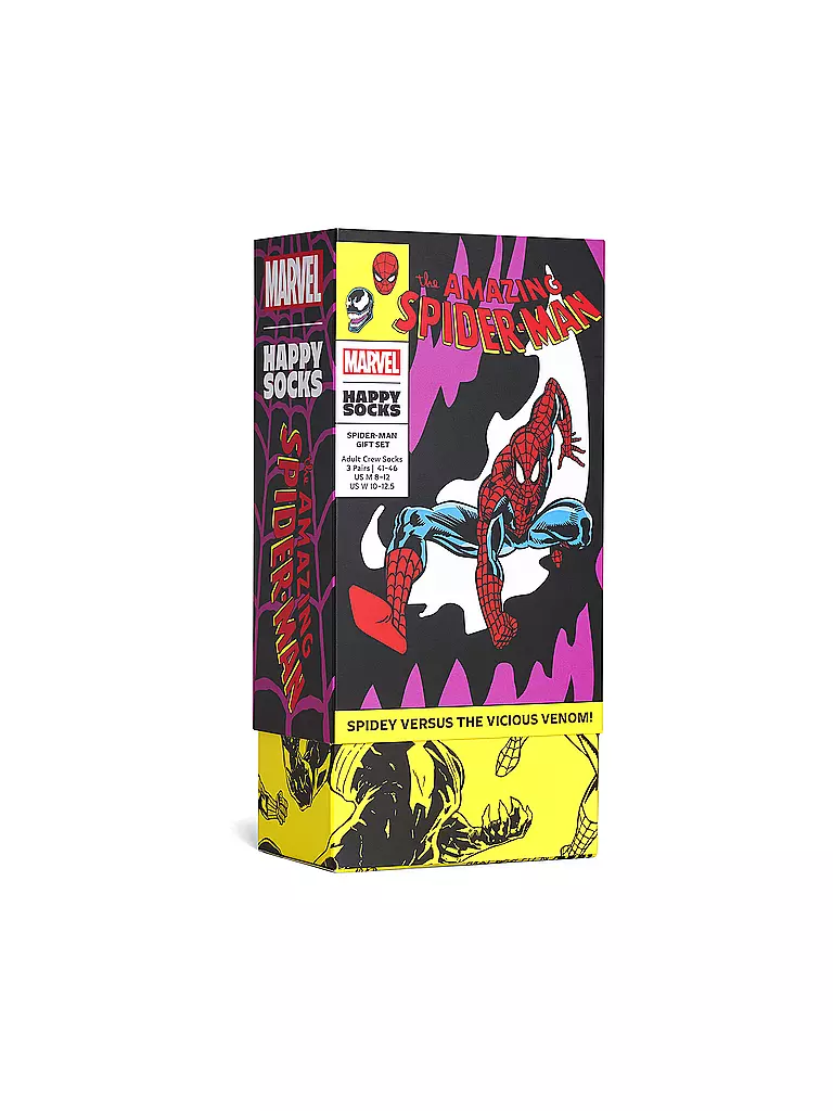 HAPPY SOCKS | Coffret cadeau homme 3 paires SPIDER MAN 41-46 violet | Multicolore