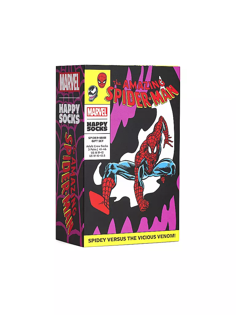 HAPPY SOCKS | Coffret cadeau homme 3 paires SPIDER MAN 41-46 violet | Multicolore