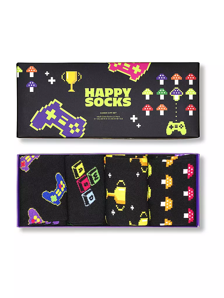 HAPPY SOCKS | Coffret cadeau homme 4 paires GAMER 41-46 noir | 