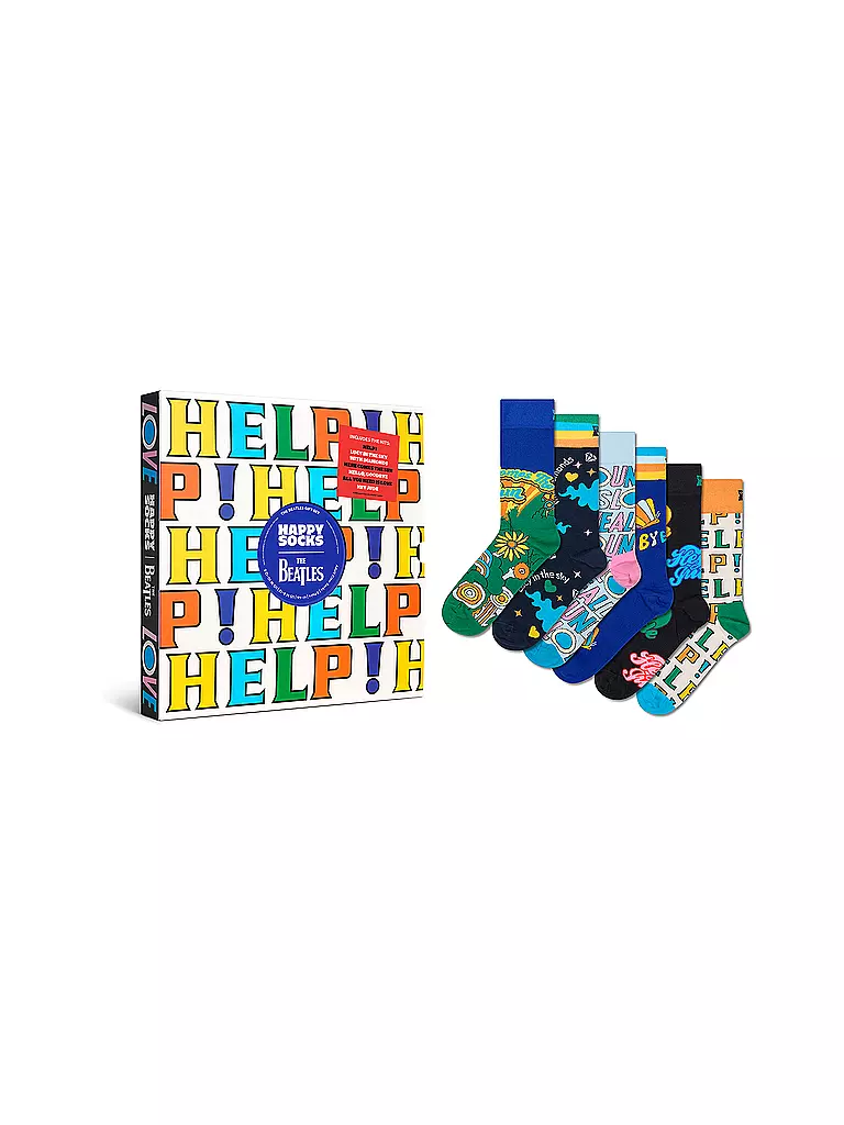 HAPPY SOCKS | Coffret cadeau homme 6 paires THE BEATLES 41-46 noir | schwarz